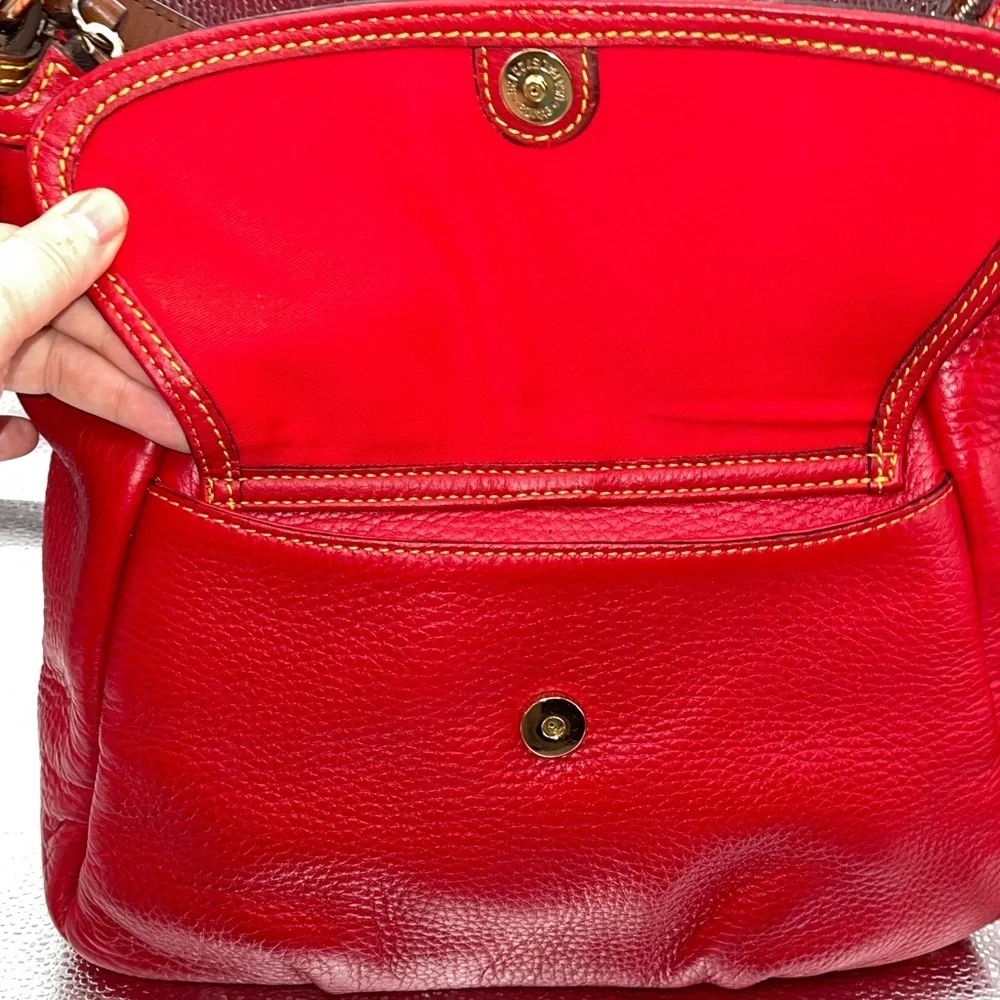 Dooney & Bourke Red Leather Shoulder Bag with Brown Accents Beautiful Dooney BIG - Picture 13 of 13